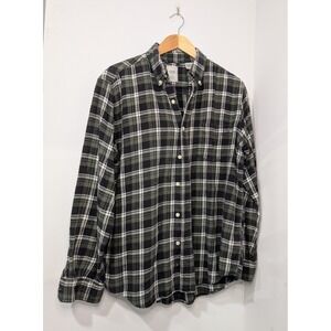 Chaps Mens‎ Plaid Flannel Button Down Shirt Long Sleeve Green Black White Size L